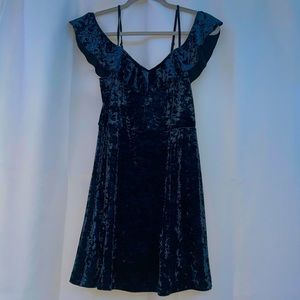 Navy blue velvet American eagle open shoulder dress